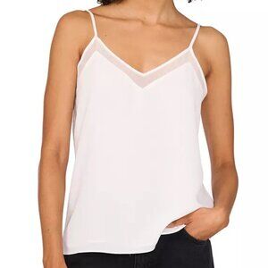 1.STATE Chiffon Trim Camisole Tank Top – White (S)